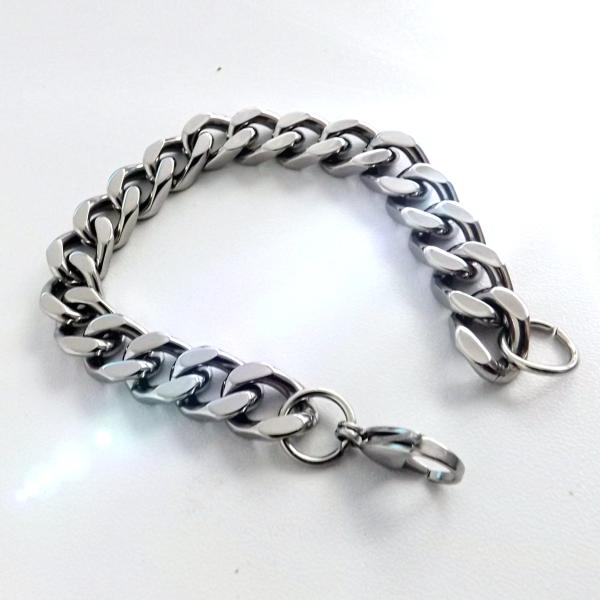 Mens Stainless Steel Lobster Claw Clasp Closure Curb Cuban Link Chain Bracelet