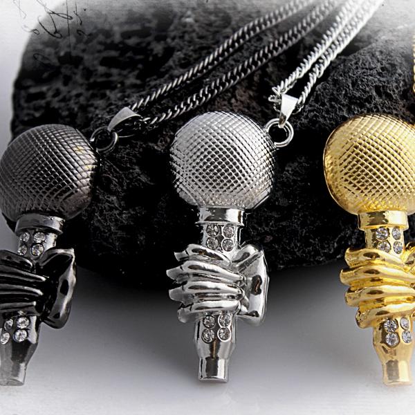 Microphone with Hand Pendant - Statement Hip Hop Style