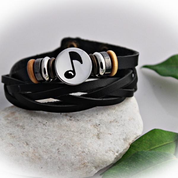 Leather Multilayer Bracelet with Music Snap Buttons