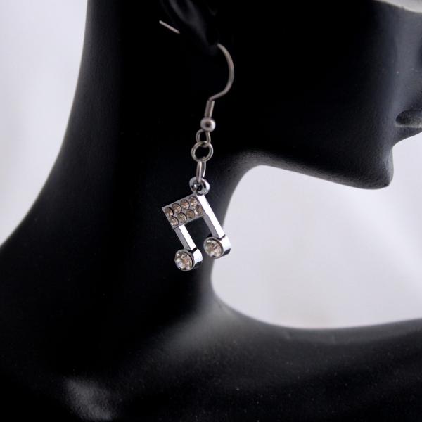 Crystal Music Note Drop Earrings.