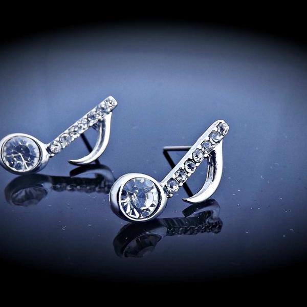 Music Notes With Crystal Stone Earrings