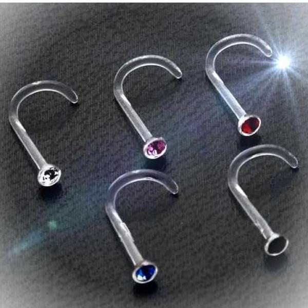 Bioplastic Body Jewelry Gem Nose Stud 20 Gauge -Choice of Colour