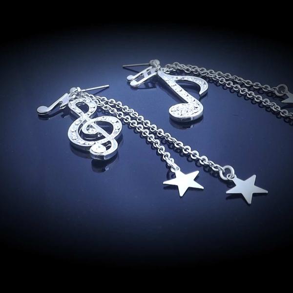 Note and Clef with stars dangle earrings