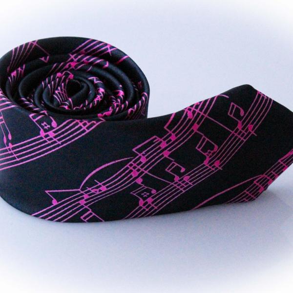 Music Note Score Tie Pink & Black