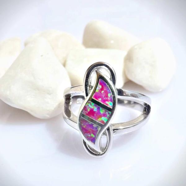 Pink Opal Ring - Unique Design