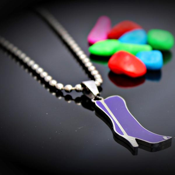 Purple High Heel Boot Pendant in Stainless Steel