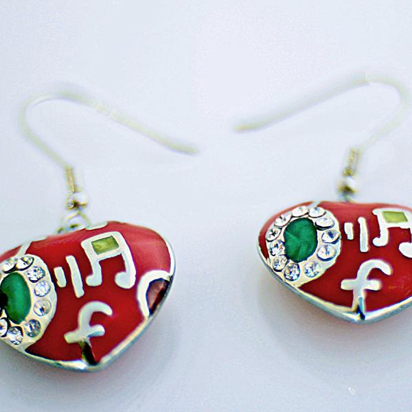 Music Note Red Enamel Earrings