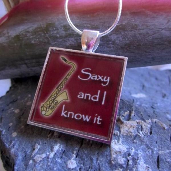 Saxy & I Know It - Funky Red Resin Pendant