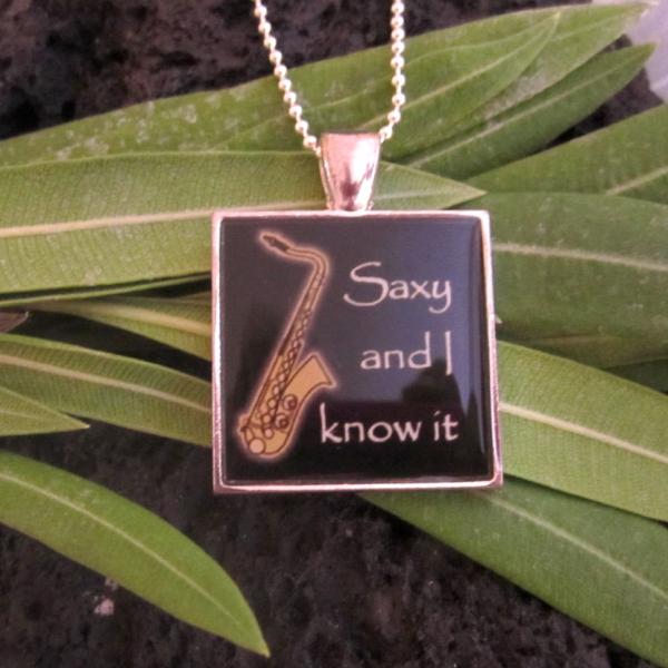 Saxy & I Know It - Funky Black Resin PendantSaxy & I Know It - Funky Black Resin