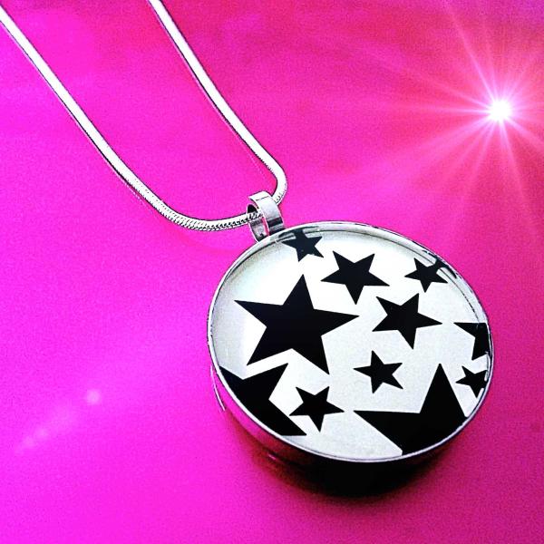 Stars Stainless Steel Black and White Pendant - Customisable