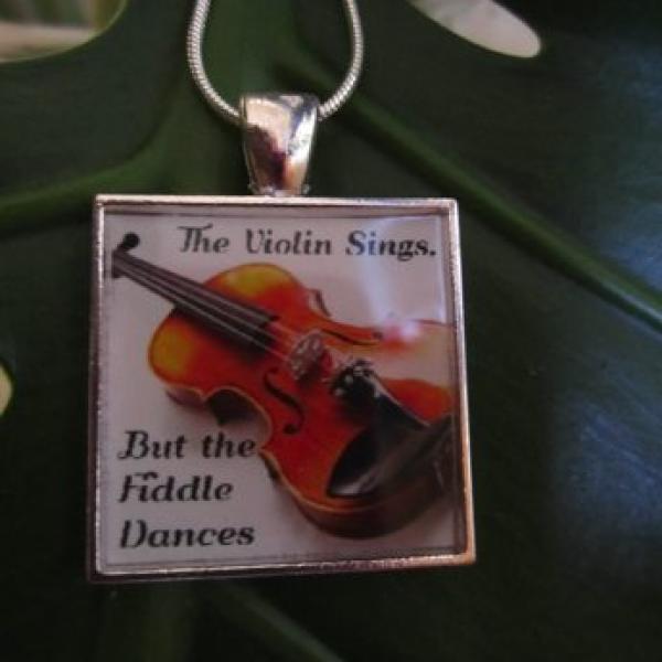 The Violin Sings But The Fiddle Dances - Funky Resin Pendant