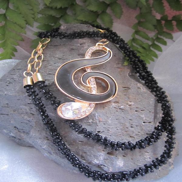 Bling Treble Clef- 2 colour Fashion Necklace