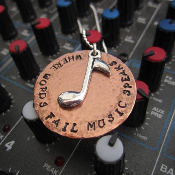 Where Words Fail Music Speaks - Distressed Bronze Pendant