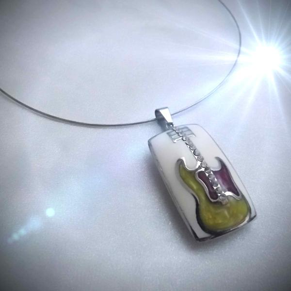 White Electric Guitar Musical Instrument Pendant