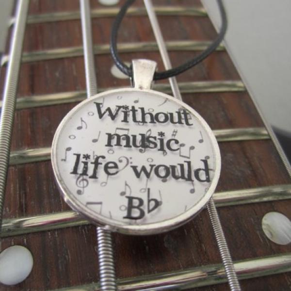 Without Music Life Would Bb - Funky Circle Resin Pendant