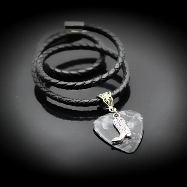 Cowboy Boot Necklace or Choker on Guitar Pick 