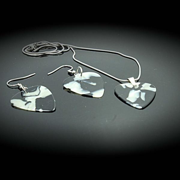 Cowhide Guitar Pick Earrings and Necklace