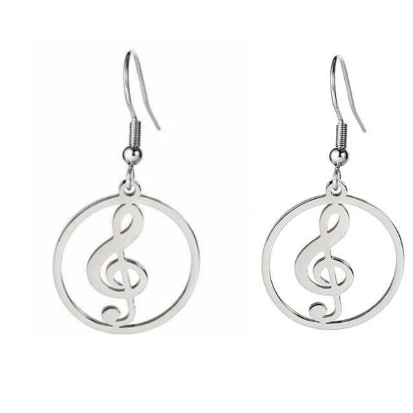 Treble Clef Circle Drop Earrings