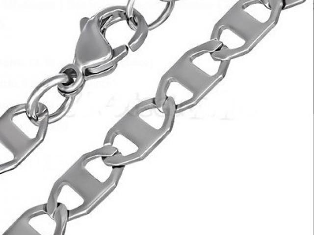 Stainless Steel Lobster Claw Clasp Cut-out Flat Oval Link Chain