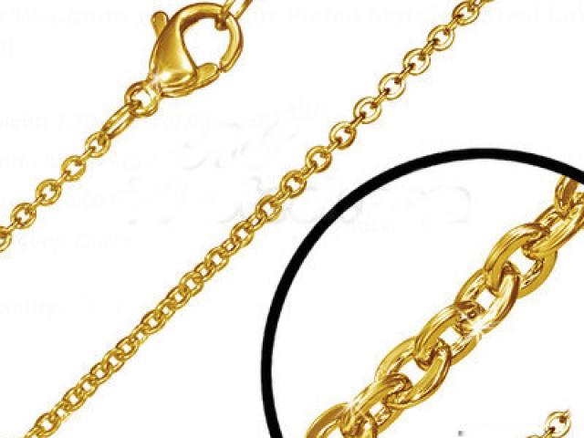 60cm Gold Colour Plated Stainless Steel Lobster Claw Clasp Oval Link Chain