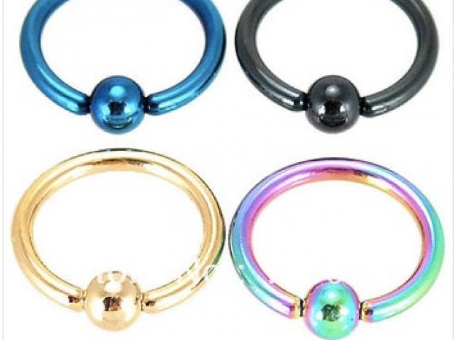 Titanium Stainless Steel Anodized BCR Rings 16G -10mm - Choice of Colours