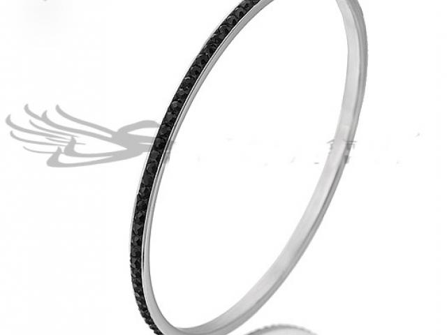 Black Crystal Stainless Steel Bangle