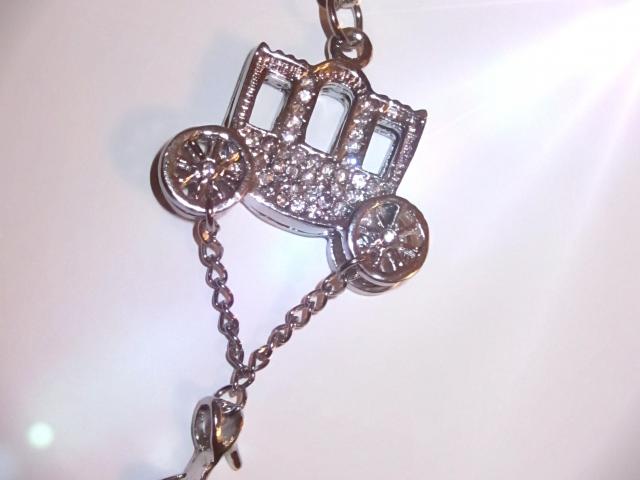 Cinderella Style fairy tale Necklace Carriage and Hanging Shoe Necklace
