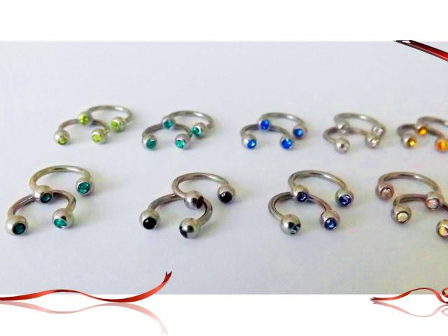 Circular Barbell horseshoe Body Jewelry With Crystal Gems