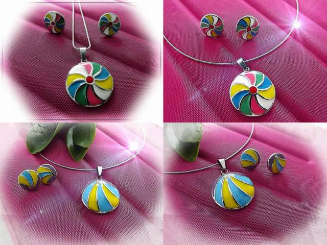 Technicolor Pendant and Earring Set - Choice of 2 Designs