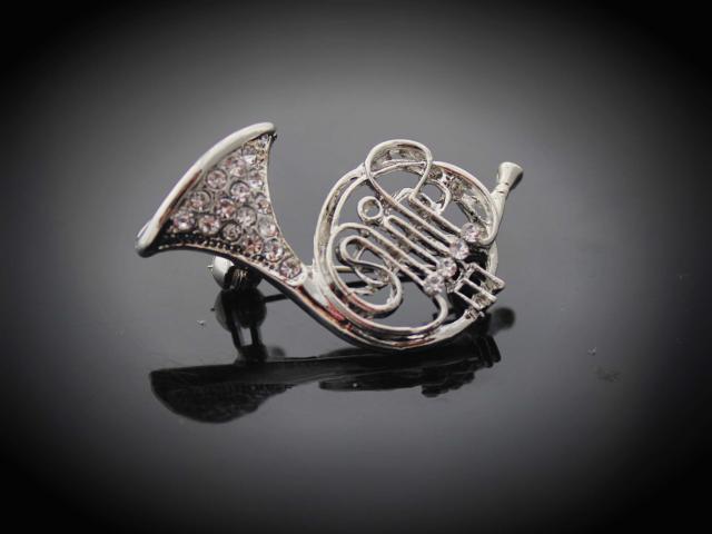 French Horn Brooch Pin