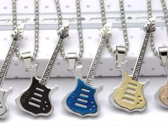 Titanium Guitar Pendants On Ball Chain - Choice of Colour and Chain