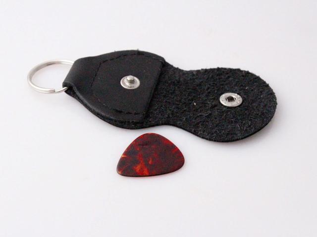 Guitar Pick Holder Keychain Genuine Leather