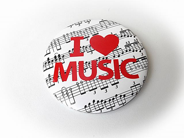 "I Love Music" Button Badge