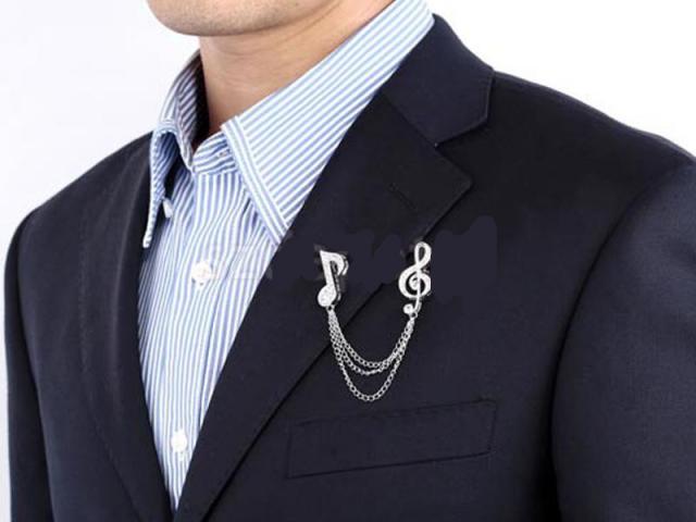 Unisex Music Lapel Pins With Chains