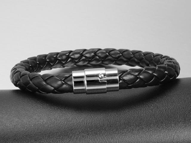 Leather and Titanium Steel Retro Bracelet