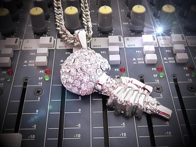 Microphone Necklace Hip Hop Crystal | Music Jewellery Online