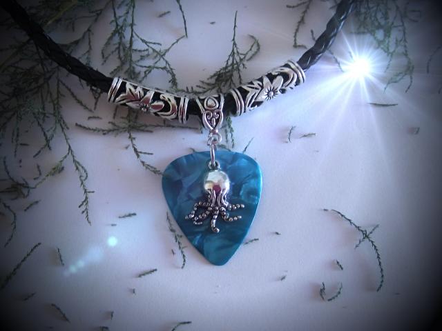 Octopus Charm Necklace -Guitar Pick Style