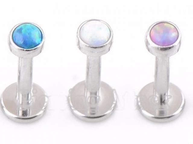 Opal Labret Studs - Body Jewellery 16G - Choice of Opal Colour