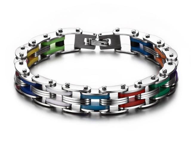 Stainless Steel Rainbow Link Bracelet