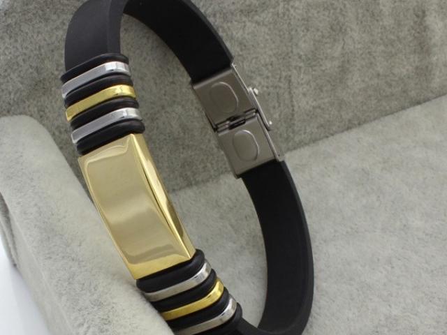Titanium Steel Bracelet with Gold, Silver and Black Styling