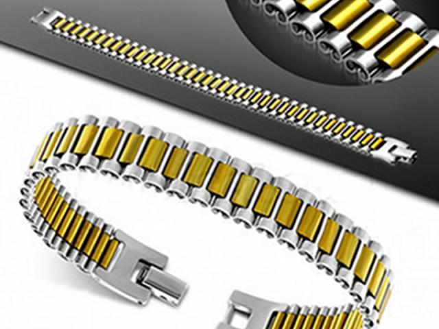 Mens Stainless Steel 2 tone Watch Strap bracelet  - Contemporary Style