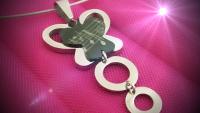 Music Notes Butterfly Circle Pendant on Cable Cord
