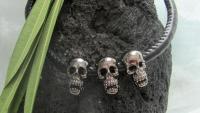 Leather Necklace with Ghost Skulls