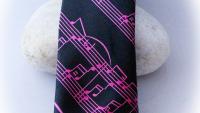 Music Note Score Tie Pink & Black
