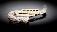 Saxophone Brooch With Crystal Stones
